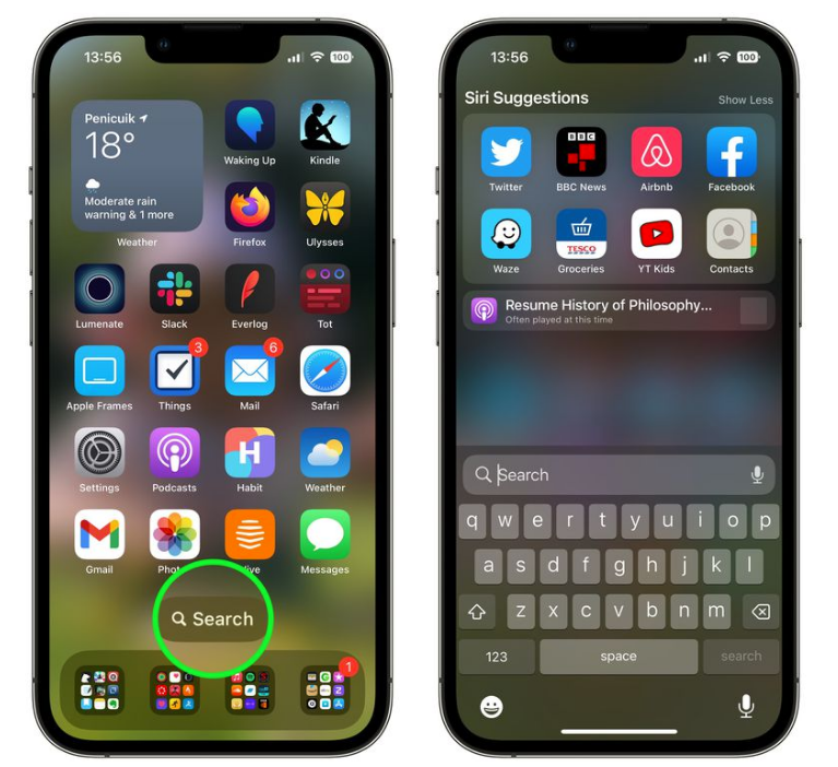 兴山苹果手机维修分享升级到 iOS 16 后，如何删除主屏幕上的搜索按钮 